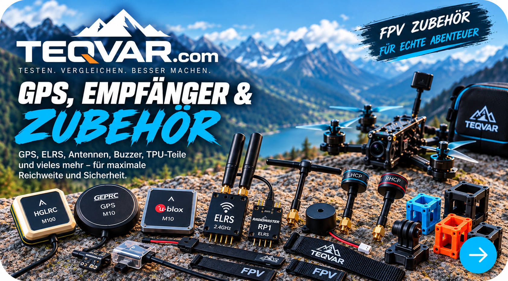 FPV GPS, ELRS Empfänger und Zubehör – Antennen, Buzzer, TPU-Teile und Long-Range-Komponenten