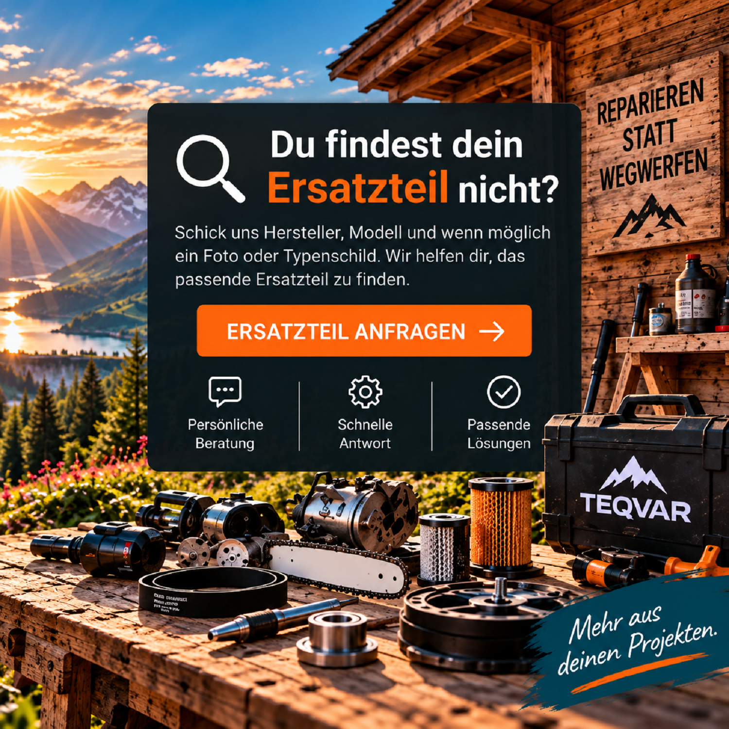 Ersatzteil nicht gefunden – TEQVAR unterstützt bei der Suche nach passenden Ersatzteilen für Maschinen, Werkzeuge und Gartengeräte